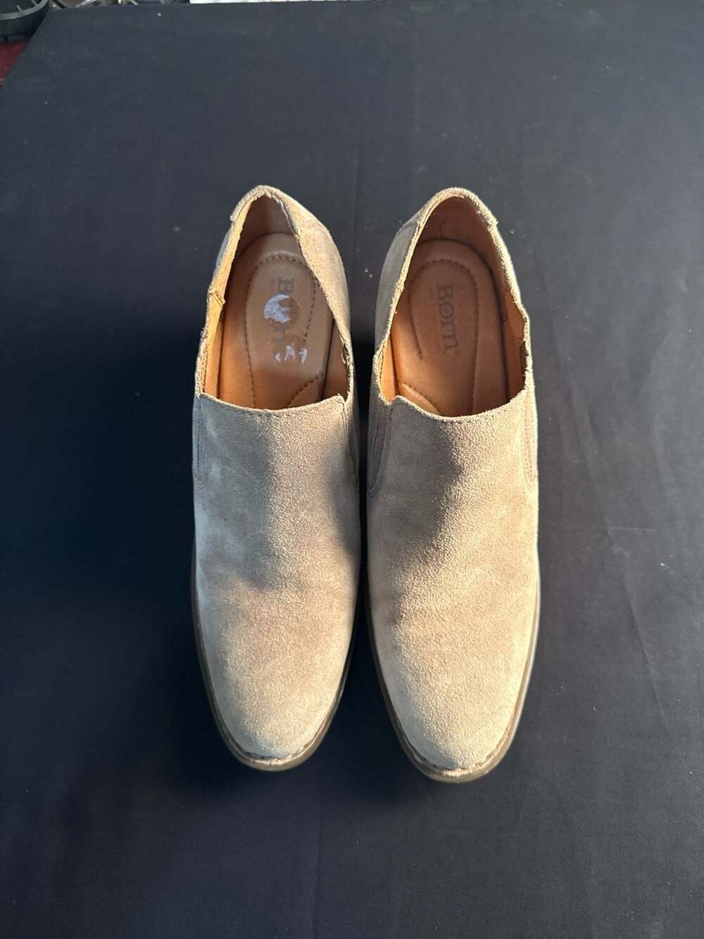 Børn Maia Women's Suede Slip-On Shootie Booties in Taupe